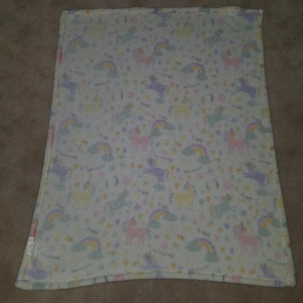 Unicorn Rainbow Girl Fleece Baby Blanket Lovey Jimco Lamp Pink Purple